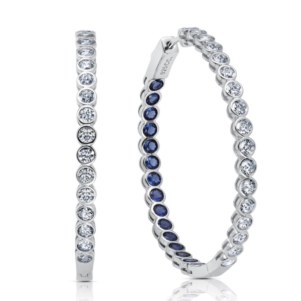 Crislu Sapphire/Cubic Bezel Hoops 1.5”